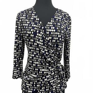 Wrap Front 3/4 Sleeve Knit Blouse M